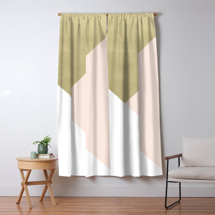 Gold meets Blush & White Geometric #1 (Faux Foil) #decor #art #society6 Window Curtain Gallery Image 5