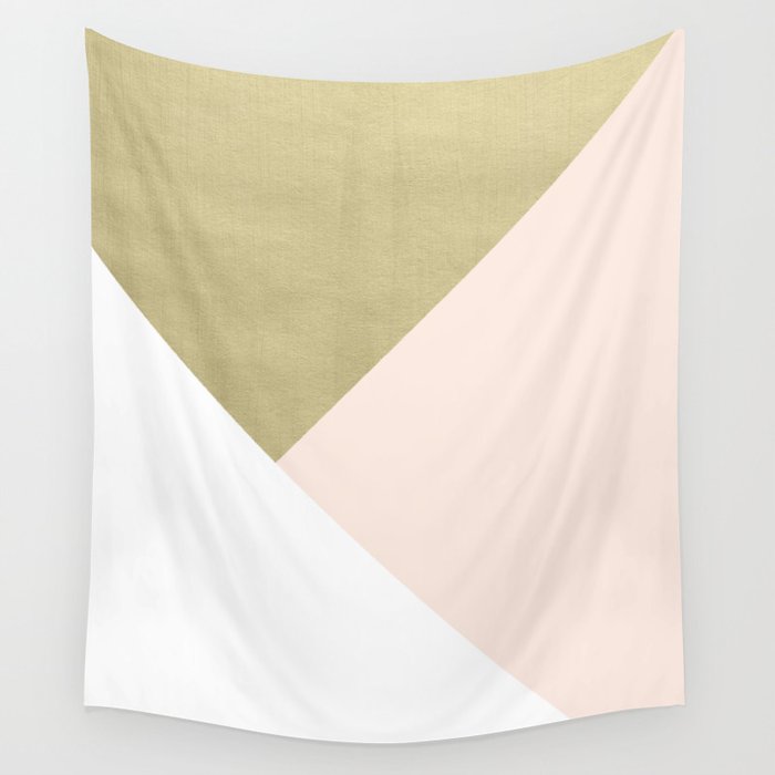 Gold meets Blush & White Geometric #1 (Faux Foil) #decor #art #society6 Wall Tapestry Gallery Image 1