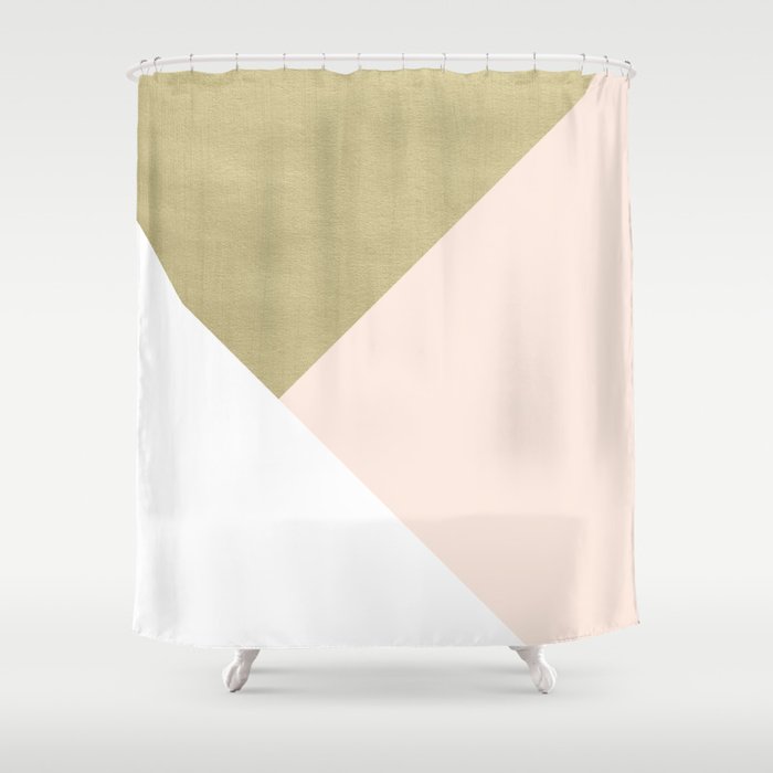 Gold meets Blush & White Geometric #1 (Faux Foil) #decor #art #society6 Shower Curtain Gallery Image 1