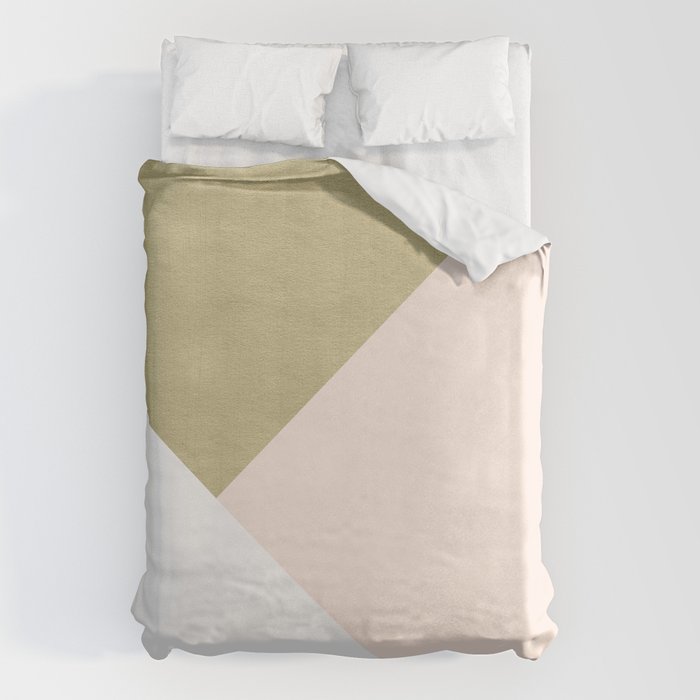 Gold meets Blush & White Geometric #1 (Faux Foil) #decor #art #society6 Duvet Cover Gallery Image 1