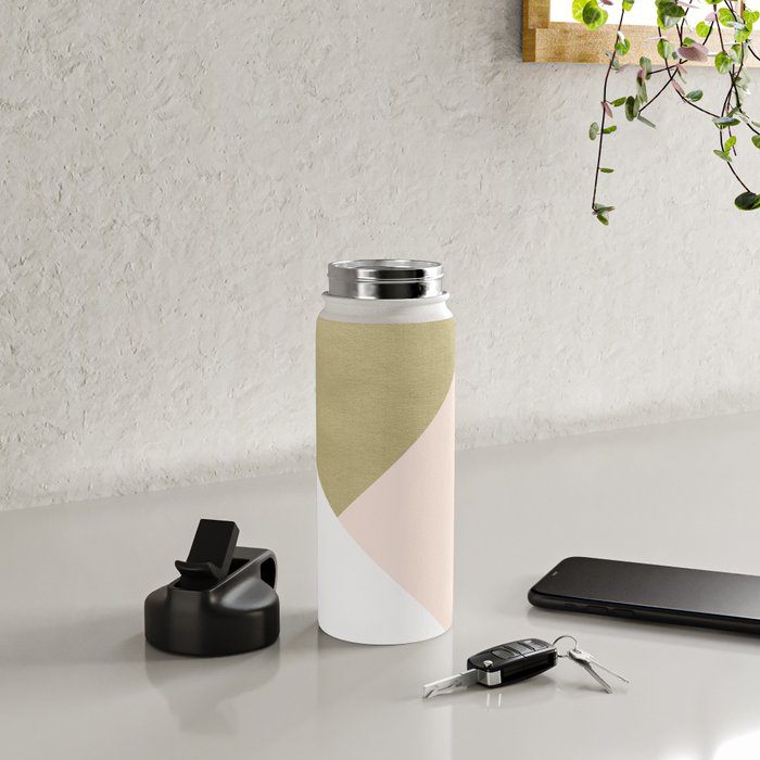 Gold meets Blush & White Geometric #1 (Faux Foil) #decor #art #society6 Water Bottle Gallery Image 5