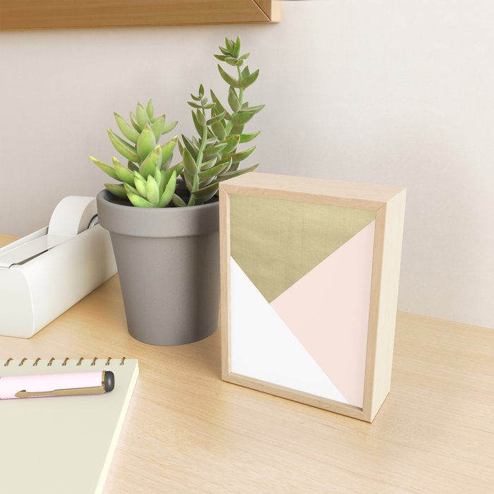 Gold meets Blush & White Geometric #1 (Faux Foil) #decor #art #society6 Mini Art Print Gallery Image 2