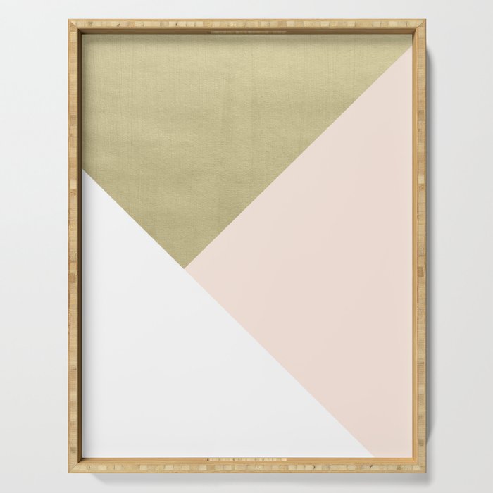 Gold meets Blush & White Geometric #1 (Faux Foil) #decor #art #society6 Serving Tray Gallery Image 1