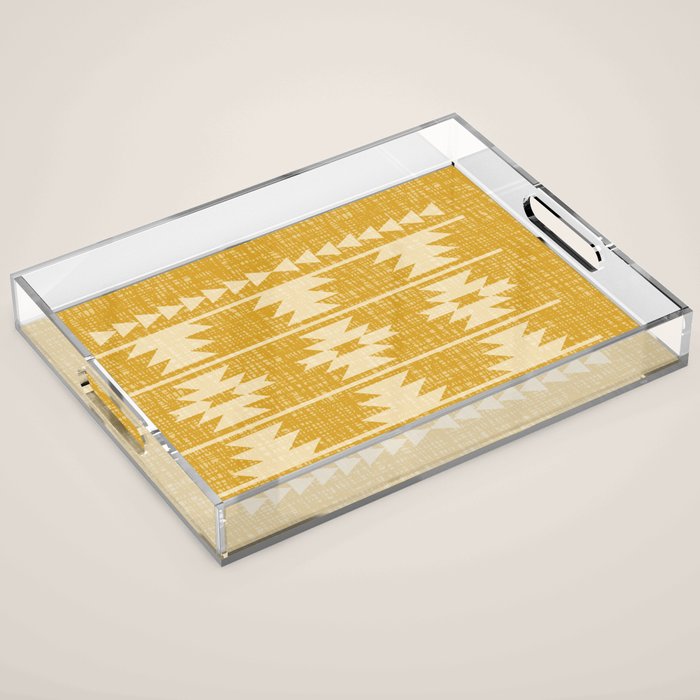 Southwestern Pattern 136 Yellow Acrylic Tray Gallery Image 1