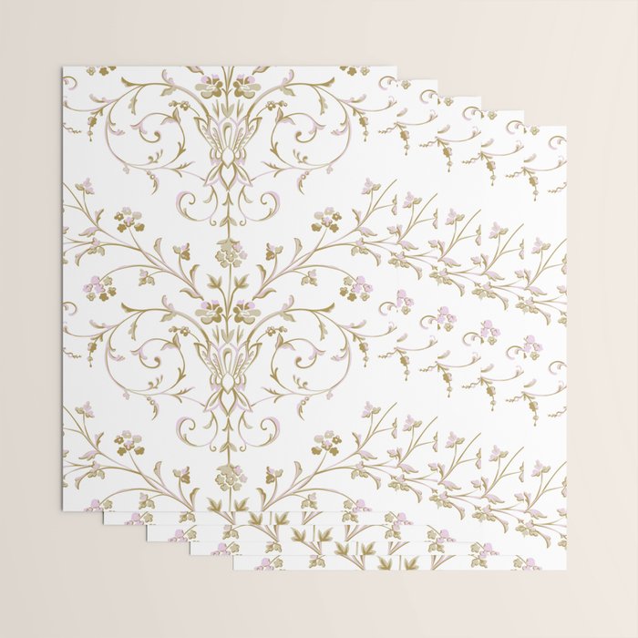 Elegant Antique Baroque White & Gold Scroll Pattern Wrapping Paper Gallery Image 3