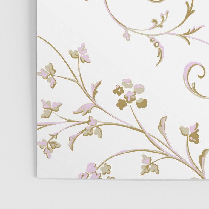 Elegant Antique Baroque White & Gold Scroll Pattern Poster Gallery Image 3