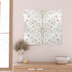 Elegant Antique Baroque White & Gold Scroll Pattern Wall Tapestry Gallery Image 2