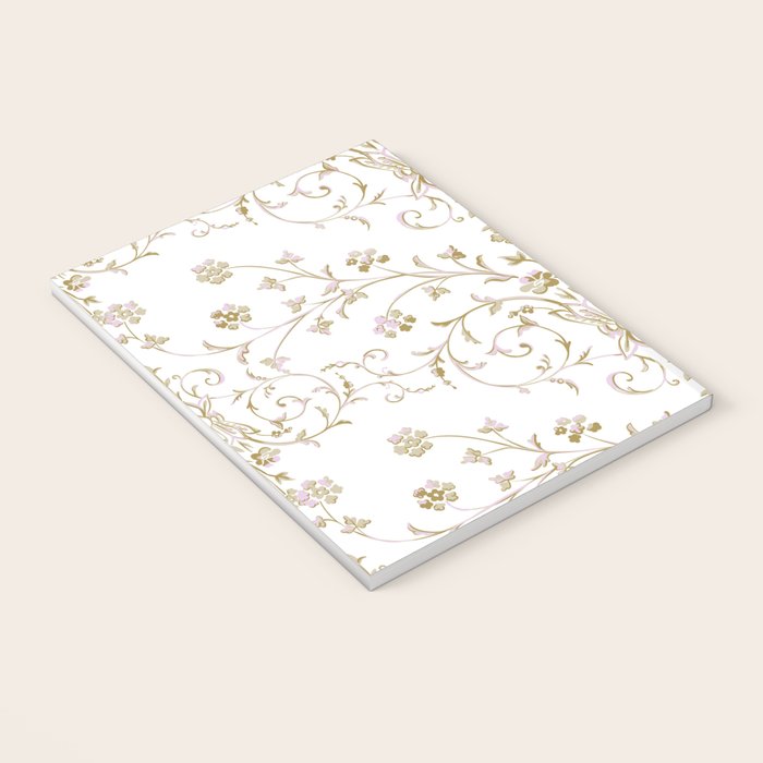 Elegant Antique Baroque White & Gold Scroll Pattern Notebook Gallery Image 3