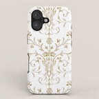 Elegant Antique Baroque White & Gold Scroll Pattern iPhone Case Gallery Image 1