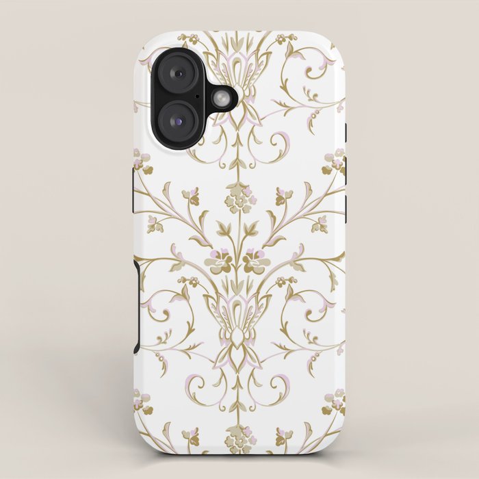 Elegant Antique Baroque White & Gold Scroll Pattern iPhone Case Gallery Image 1