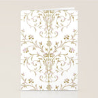 Elegant Antique Baroque White & Gold Scroll Pattern Stationery Card Gallery Image 2