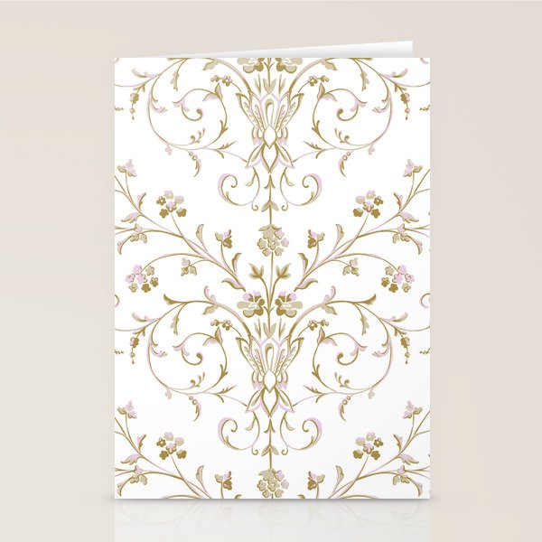 Elegant Antique Baroque White & Gold Scroll Pattern Stationery Card Gallery Image 2