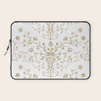 Elegant Antique Baroque White & Gold Scroll Pattern Laptop Sleeve Gallery Image 1
