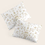 Elegant Antique Baroque White & Gold Scroll Pattern Pillow Sham Gallery Image 3
