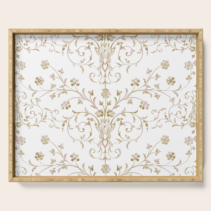 Elegant Antique Baroque White & Gold Scroll Pattern Serving Tray Gallery Image 1