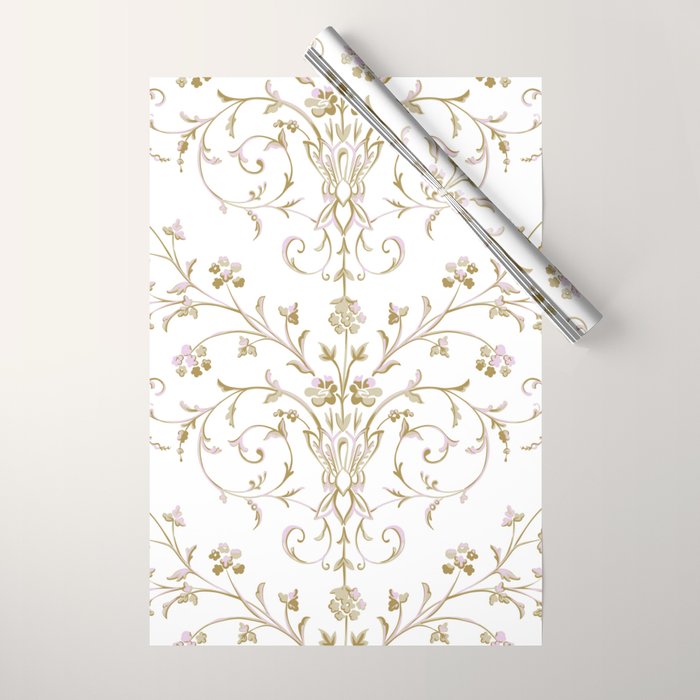 Elegant Antique Baroque White & Gold Scroll Pattern Wrapping Paper Gallery Image 1