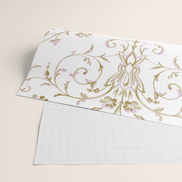 Elegant Antique Baroque White & Gold Scroll Pattern Wrapping Paper Gallery Image 2