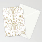 Elegant Antique Baroque White & Gold Scroll Pattern Stationery Card Gallery Image 2