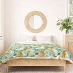 Cheetah Jungle, Wildlife Nature Wild Cats Tigers Leopard Botanical Animals Mint Quirky Illustration Duvet Cover Gallery Image 3