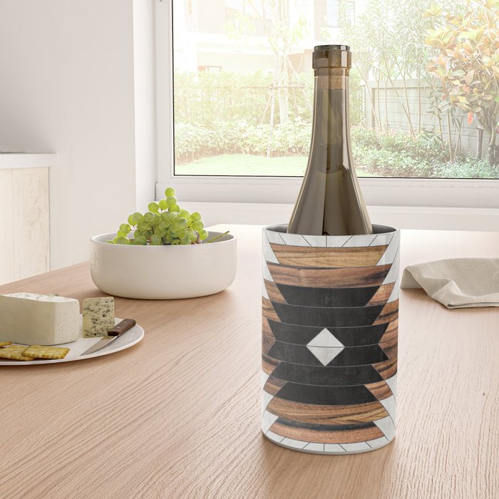 Urban Tribal Pattern No.5 - Aztec - Concrete and Wood Wine Chiller Gallery Image 4