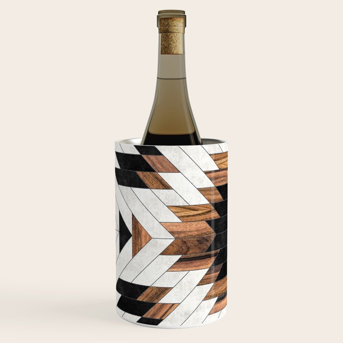 Urban Tribal Pattern No.5 - Aztec - Concrete and Wood Wine Chiller Gallery Image 2