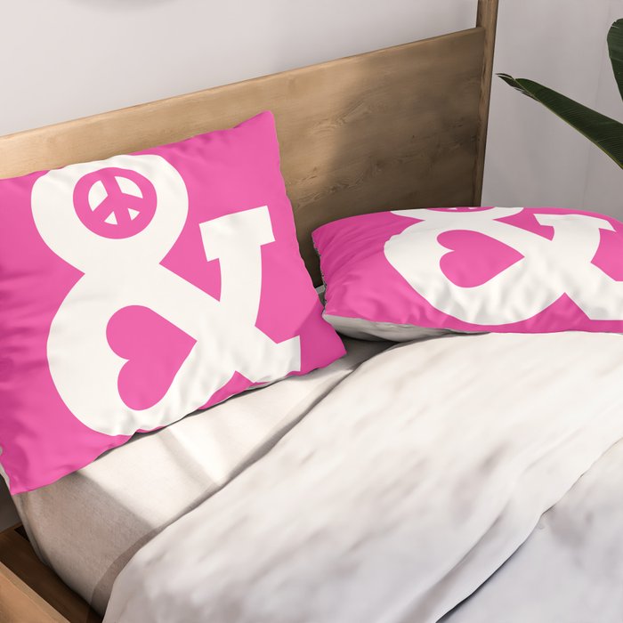 Peace and Love (pink edition) Pillow Sham Gallery Image 2
