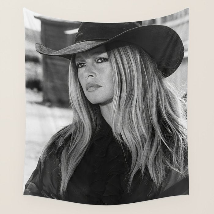 Brigitte Bardot in Black Hat Wall Tapestry Gallery Image 1