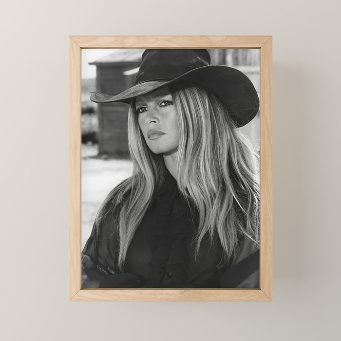 Brigitte Bardot in Black Hat Mini Art Print Gallery Image 1