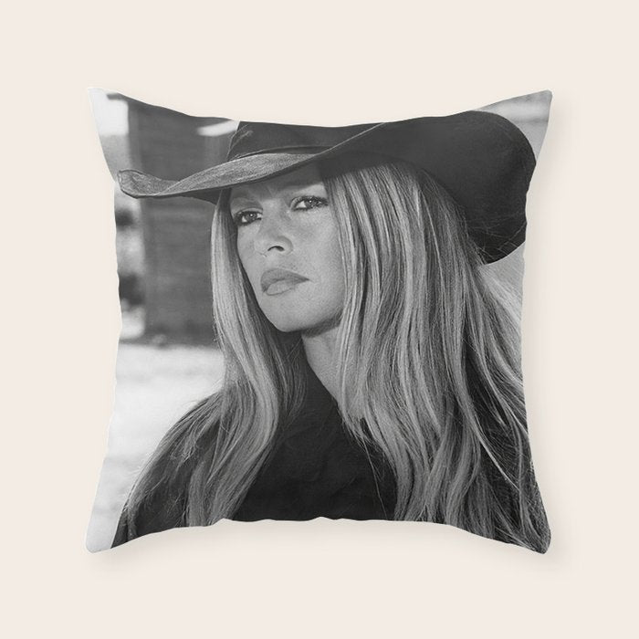 Brigitte Bardot in Black Hat Throw Pillow Gallery Image 1