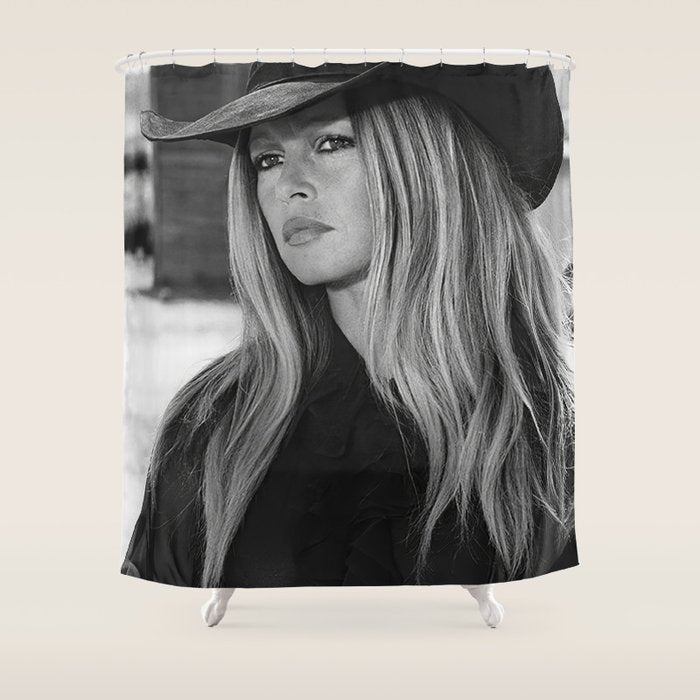 Brigitte Bardot in Black Hat Shower Curtain Gallery Image 1