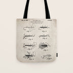 Fly Fishing Patent - Fisherman Art - Antique Tote Bag Gallery Image 1