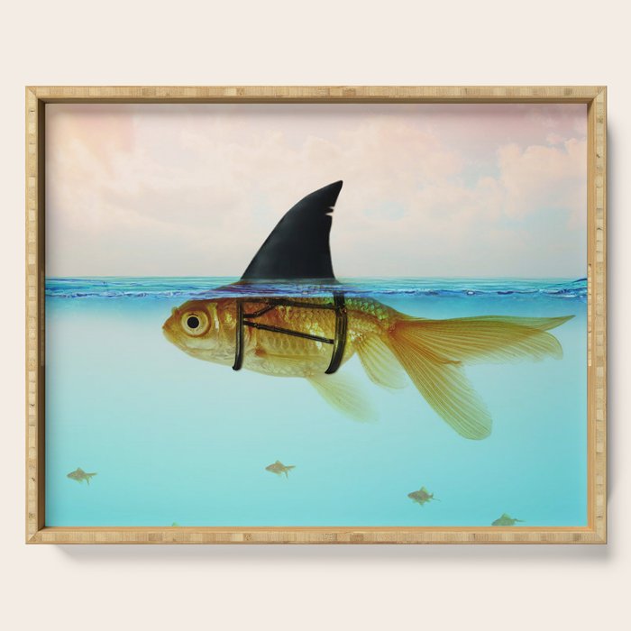 goldfish with a shark fin Serving Tray Gallery Image 1