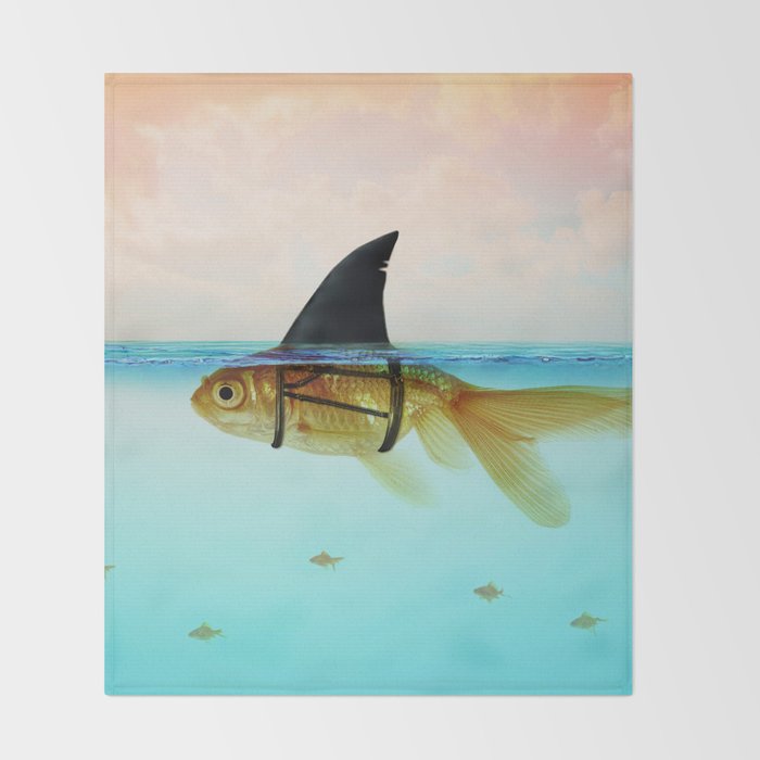 goldfish with a shark fin Throw Blanket Gallery Image 2