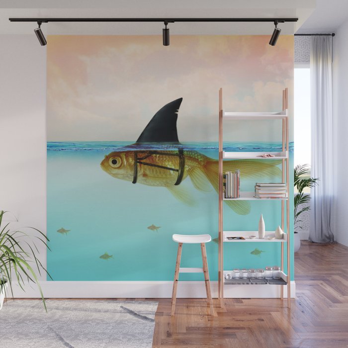 goldfish with a shark fin Wall Mural Gallery Image 1