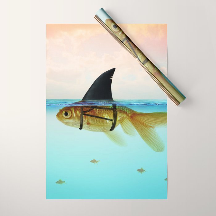 goldfish with a shark fin Wrapping Paper Gallery Image 1