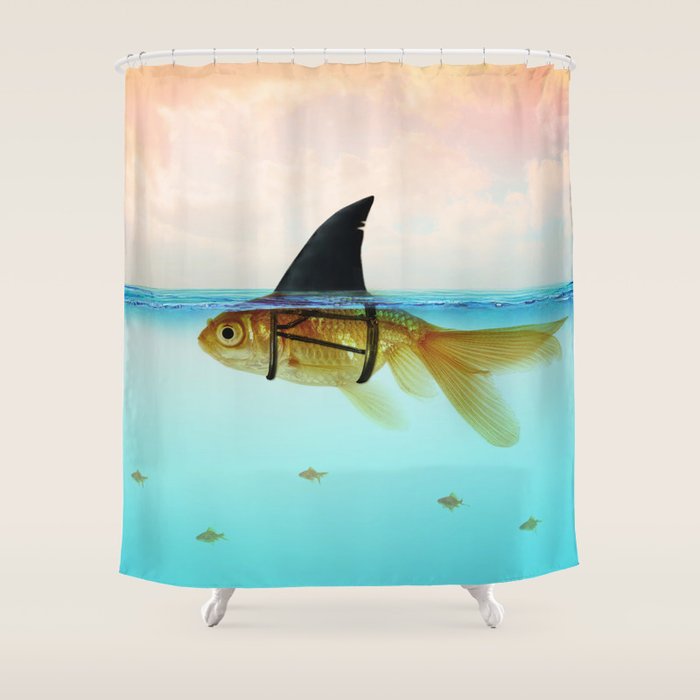 goldfish with a shark fin Shower Curtain Gallery Image 1