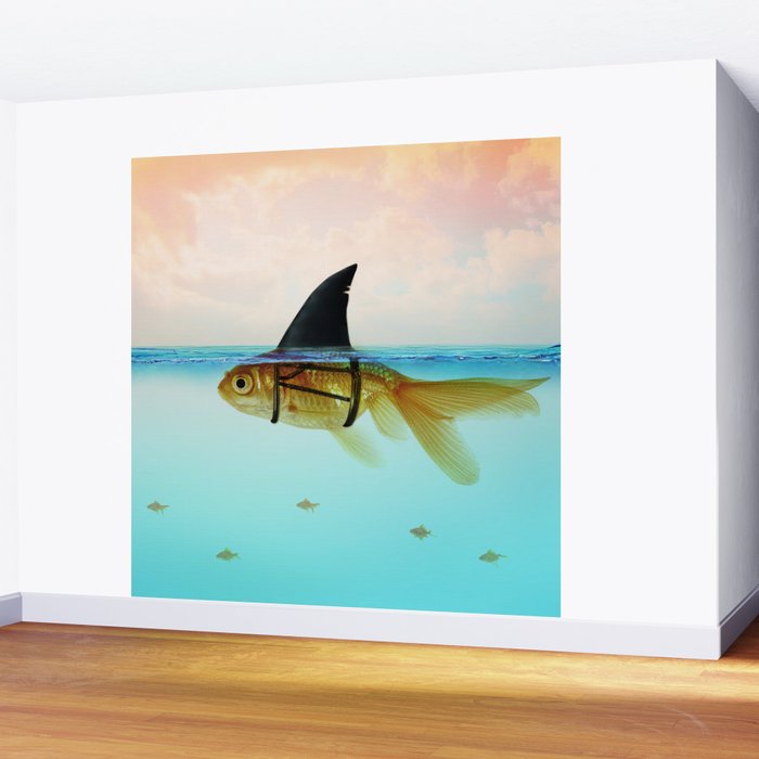 goldfish with a shark fin Wall Mural Gallery Image 2