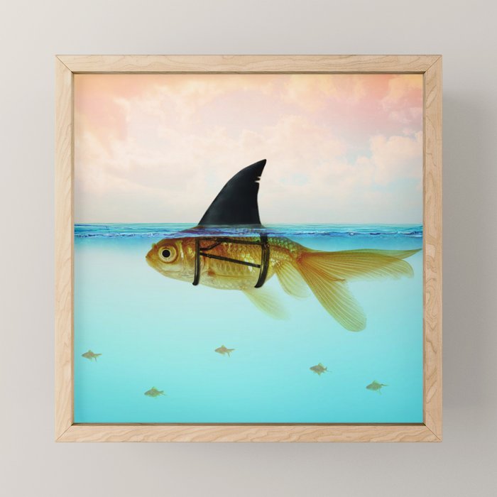 goldfish with a shark fin Mini Art Print