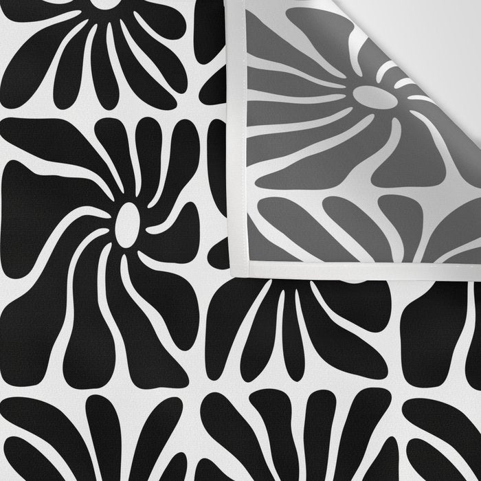 Black and white retro flower art pattern Wall Tapestry Gallery Image 3