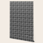 Black and white retro flower art pattern Wallpaper Gallery Image 2