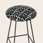 Black and white retro flower art pattern Stool Gallery Image 2