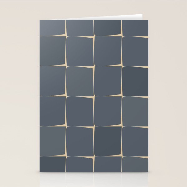 Flux Midcentury Modern Check Grid Pattern in Slate Blue Gray and Sand Beige Stationery Card Gallery Image 2