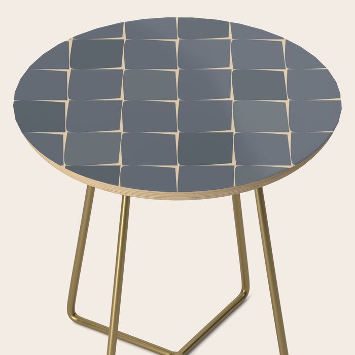 Flux Midcentury Modern Check Grid Pattern in Slate Blue Gray and Sand Beige Side Table Gallery Image 2