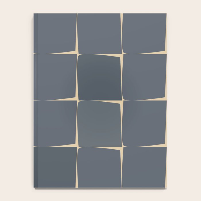 Flux Midcentury Modern Check Grid Pattern in Slate Blue Gray and Sand Beige Notebook Gallery Image 4