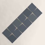 Flux Midcentury Modern Check Grid Pattern in Slate Blue Gray and Sand Beige Yoga Mat Gallery Image 1