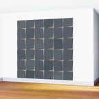 Flux Midcentury Modern Check Grid Pattern in Slate Blue Gray and Sand Beige Wall Mural Gallery Image 2