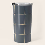 Flux Midcentury Modern Check Grid Pattern in Slate Blue Gray and Sand Beige Travel Mug Gallery Image 3