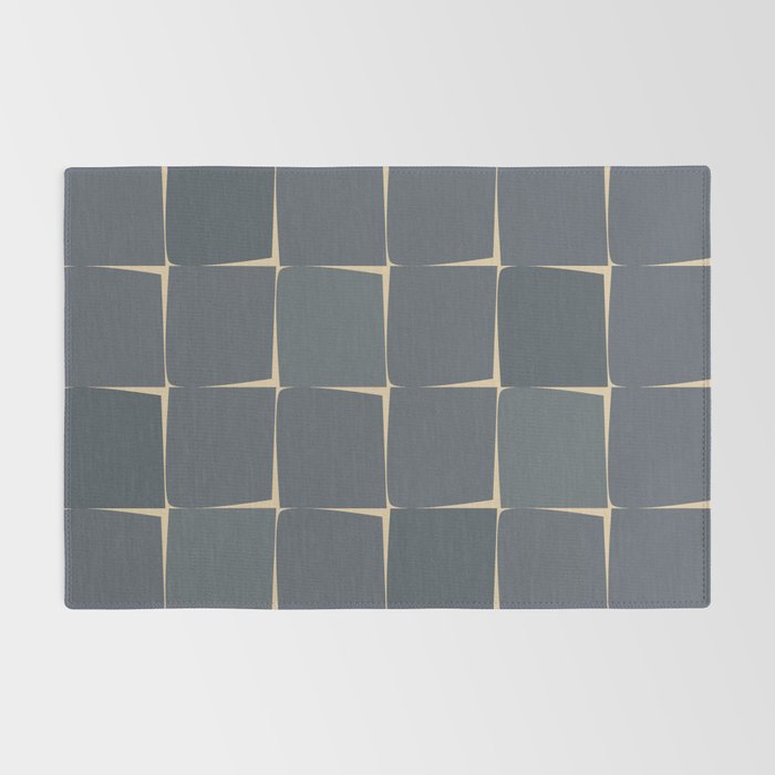 Flux Midcentury Modern Check Grid Pattern in Slate Blue Gray and Sand Beige Rug Gallery Image 2