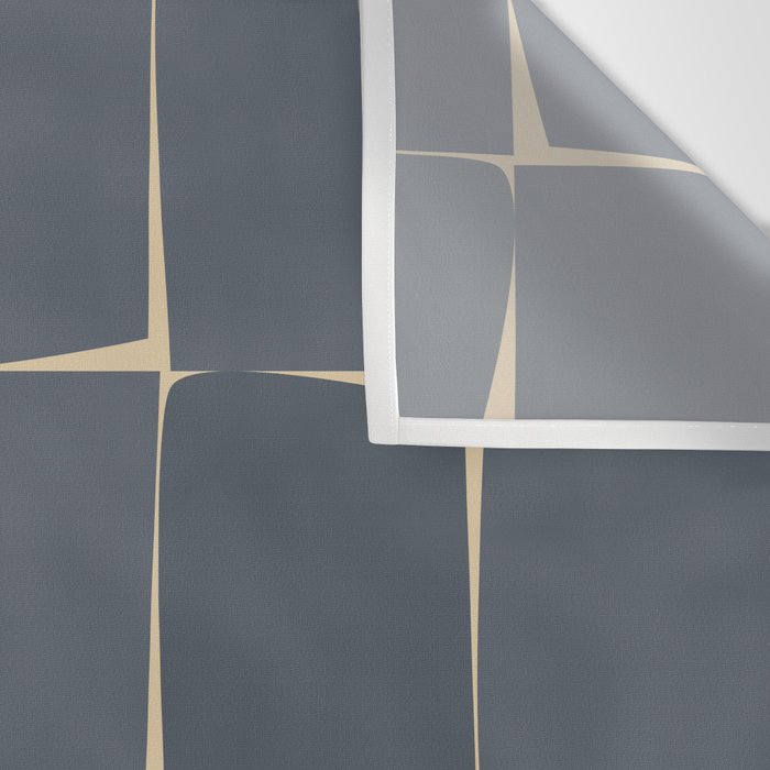 Flux Midcentury Modern Check Grid Pattern in Slate Blue Gray and Sand Beige Wall Tapestry Gallery Image 3