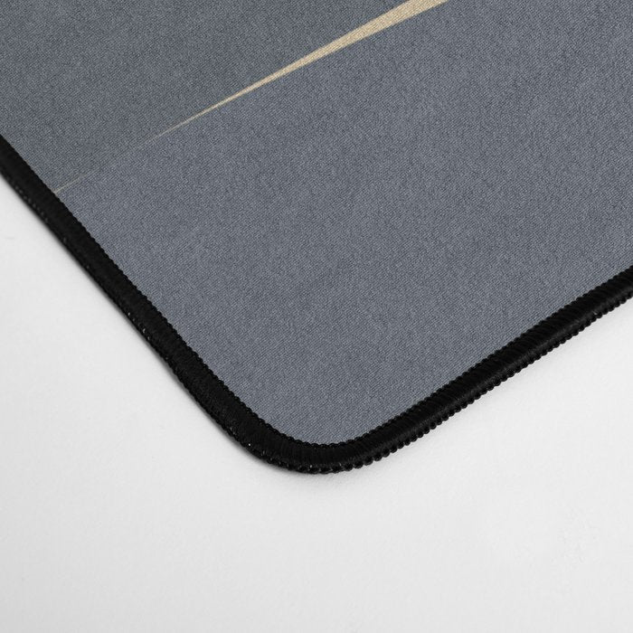 Flux Midcentury Modern Check Grid Pattern in Slate Blue Gray and Sand Beige Desk Mat Gallery Image 4
